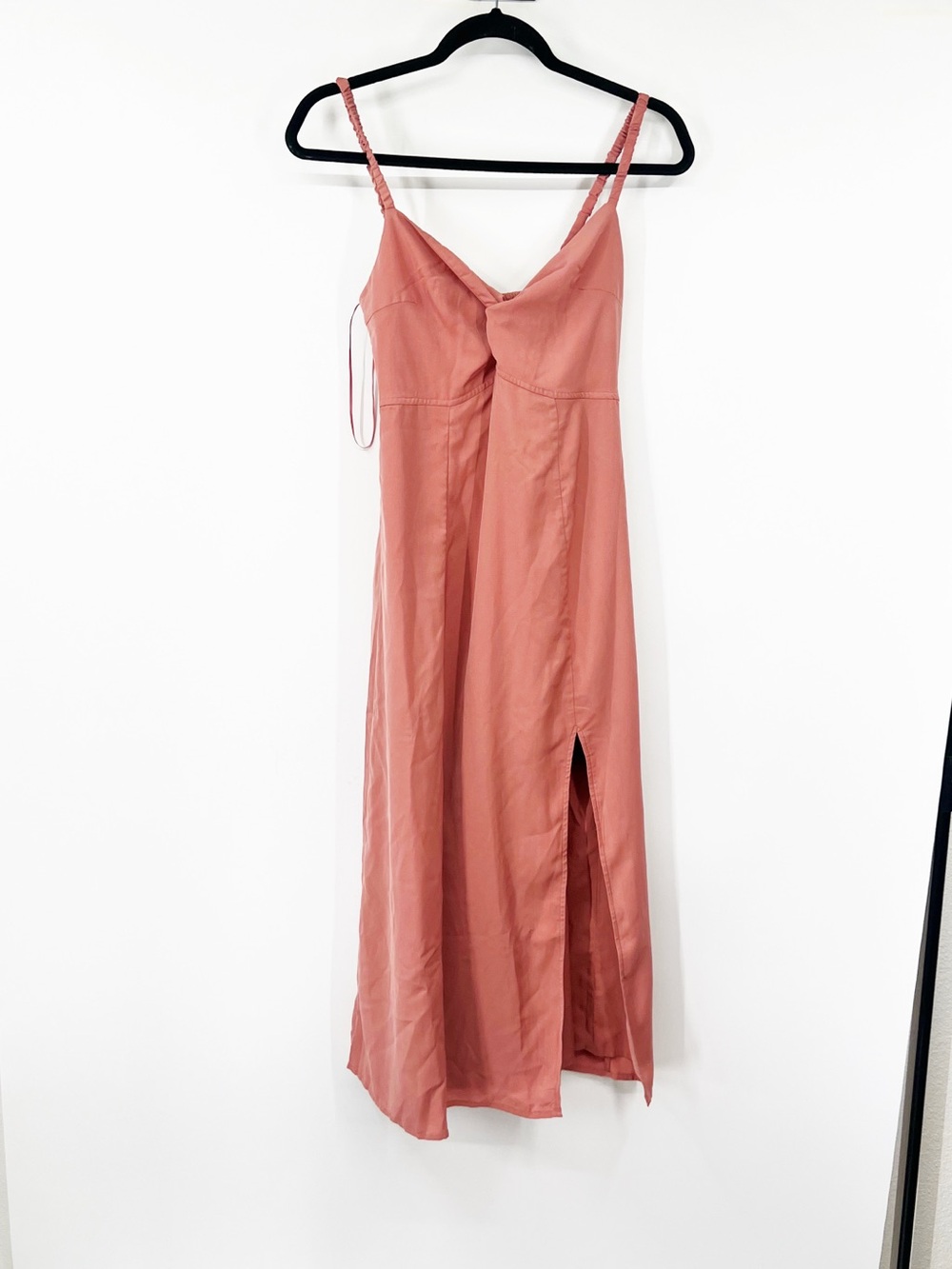 Abercrombie & Fitch Twisted Front Slip Midi Dress with Side Slit